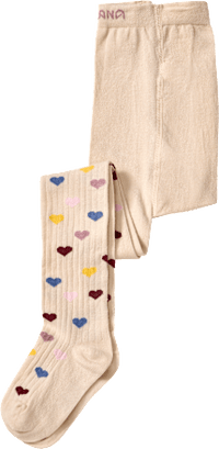 Strumpfhose mit Ripp-Struktur & Herz-Muster, beige, Gr. 98/104, 1 St