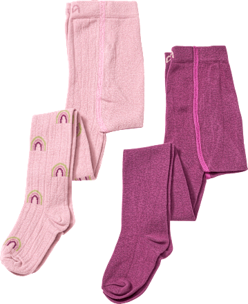 Strumpfhosen mit Ripp-Struktur & Regenbogen-Muster, rosa + lila, Gr. 98/104, 2 St ALANA