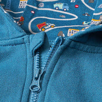 Sweatjacke mit Kapuze & Baustellen-Muster, blau, Gr. 98, 1 St ALANA