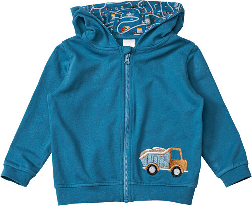 Sweatjacke mit Kapuze & Baustellen-Muster, blau, Gr. 98, 1 St ALANA
