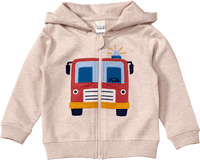 Sweatjacke mit Kapuze & Feuerwehr-Applikation, beige, Gr. 104, 1 St