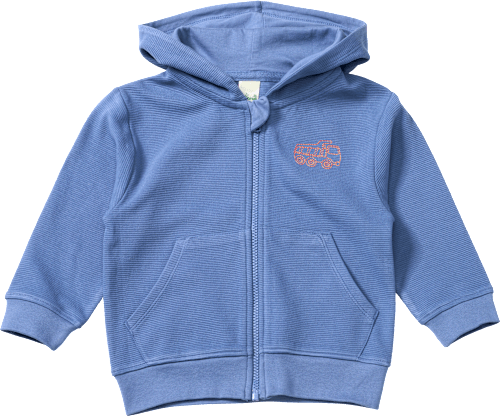 Sweatjacke mit Ripp-Struktur & Truck-Stickerei, blau, Gr. 110, 1 St