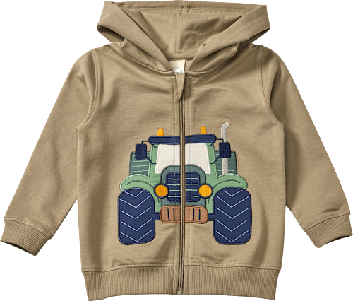 Sweatjacke mit Traktor-Applikation, braun, Gr. 104, 1 St