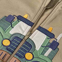 Sweatjacke mit Traktor-Applikation, braun, Gr. 104, 1 St
