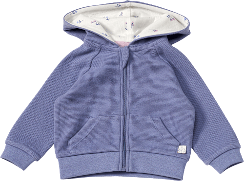 Sweatjacke mit Waffel-Struktur & Blüten-Muster, blau, Gr. 62, 1 St