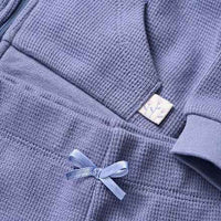 Sweatjacke mit Waffel-Struktur & Blüten-Muster, blau, Gr. 62, 1 St