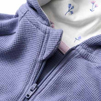 Sweatjacke mit Waffel-Struktur & Blüten-Muster, blau, Gr. 62, 1 St