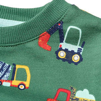 Sweatshirt mit Baustellen-Muster, grün, Gr. 110, 1 St