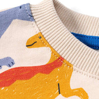 Sweatshirt mit Dino-Muster, blau & rot & gelb, Gr. 110, 1 St