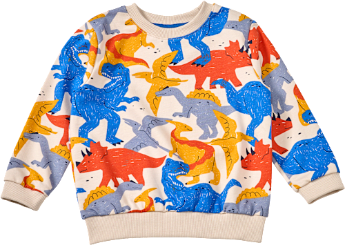 Sweatshirt mit Dino-Muster, blau & rot & gelb, Gr. 110, 1 St