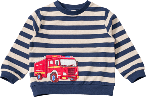 Sweatshirt mit Feuerwehr-Applikation, blau, Gr. 104, 1 St