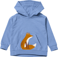 Sweatshirt met vossenapplicatie en capuchon, blauw, maat 104
