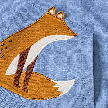 Sweatshirt mit Fuchs-Applikation & Kapuze, blau, Gr. 110, 1 St