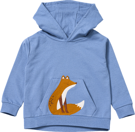 Sweatshirt mit Fuchs-Applikation & Kapuze, blau, Gr. 110, 1 St