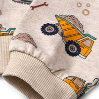 Sweatshirt mit Kapuze & Baustellen-Muster, beige, Gr. 92, 1 St