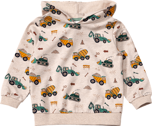 Sweatshirt mit Kapuze & Baustellen-Muster, beige, Gr. 92, 1 St