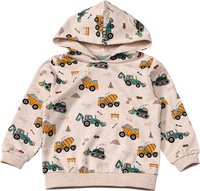 Sweatshirt mit Kapuze & Baustellen-Muster, beige, Gr. 92, 1 St