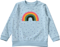 Sweatshirt mit Regenbogen-Applikation & Punkte-Muster, blau, Gr. 134, 1 St