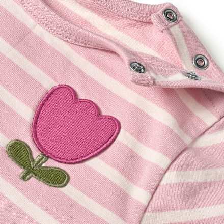 Sweatshirt mit Ringel-Muster & Blumen-Applikation, rosa, Gr. 86, 1 St