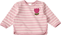 Sweatshirt mit Ringel-Muster & Blumen-Applikation, rosa, Gr. 86, 1 St