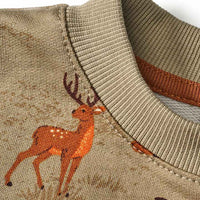 Sweatshirt met bosdierenpatroon, bruin, maat 110, 1 stuk