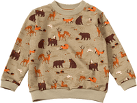 Sweatshirt met bosdierenpatroon, bruin, maat 110, 1 stuk