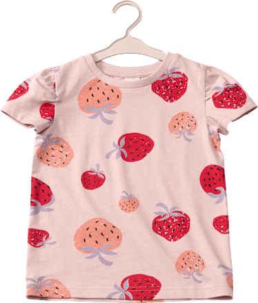 T-Shirt mit Erdbeer-Muster, rosa, Gr. 104, 1 St