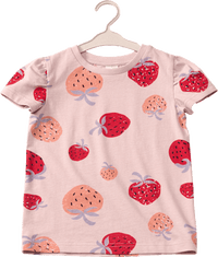 T-Shirt mit Erdbeer-Muster, rosa, Gr. 104, 1 St