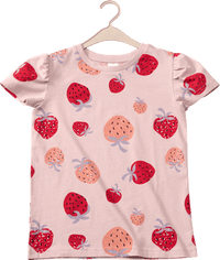 T-Shirt mit Erdbeer-Muster, rosa, Gr. 122, 1 St