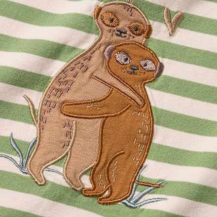 T-Shirt mit Erdmännchen-Motiv & Ringel-Muster, grün, Gr. 92, 1 St