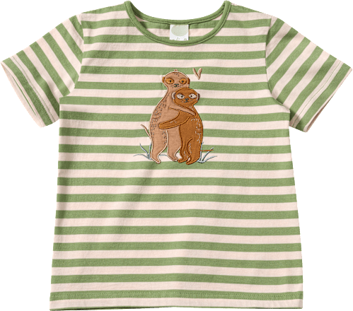T-Shirt mit Erdmännchen-Motiv & Ringel-Muster, grün, Gr. 92, 1 St