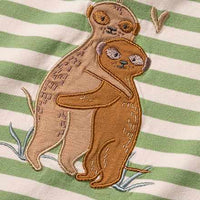 T-Shirt mit Erdmännchen-Motiv & Ringel-Muster, grün, Gr. 92, 1 St