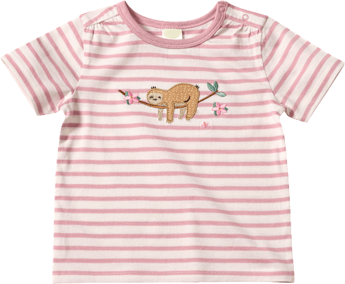 T-Shirt mit Faultier-Motiv, rosa + weiß, Gr. 86, 1 St