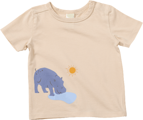T-Shirt mit Nilpferd-Muster, beige, Gr. 86, 1 St