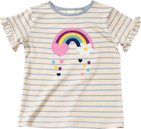 T-Shirt mit Regenbogen-Applikation, blau + weiß, Gr. 110, 1 St