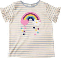 ALANA T-Shirt mit Regenbogen-Applikation, blau + weiß, Gr. 134, 1 St