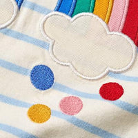 T-Shirt mit Regenbogen-Applikation und Rüschen, blau & weiß, Gr. 140, 1 St ALANA