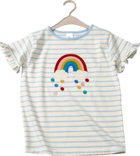 T-Shirt mit Regenbogen-Applikation und Rüschen, blau & weiß, Gr. 140, 1 St ALANA
