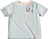 T-Shirt mit Ringel-Muster & Malutensilien-Motiv, blau & weiß, Gr. 104, 1 St