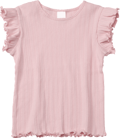 T-Shirt mit Ripp-Struktur & Rüschen, rosa, Gr. 110, 1 St