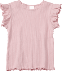 T-Shirt mit Ripp-Struktur & Rüschen, rosa, Gr. 110, 1 St