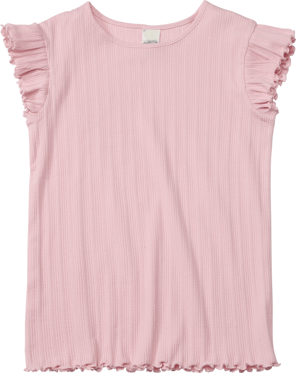 ALANA T-Shirt mit Ripp-Struktur & Rüschen, rosa, Gr. 140, 1 St