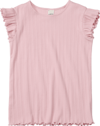 ALANA T-Shirt mit Ripp-Struktur & Rüschen, rosa, Gr. 140, 1 St