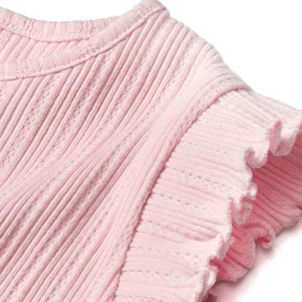 T-Shirt mit Ripp-Struktur & Rüschen, rosa, Gr. 86, 1 St