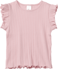 T-Shirt mit Ripp-Struktur & Rüschen, rosa, Gr. 86, 1 St