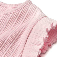 T-Shirt mit Ripp-Struktur & Rüschen, rosa, Gr. 86, 1 St