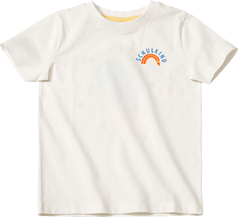 T-Shirt mit Schultüten-Rückenprint, weiß, Gr. 128, 1 St
