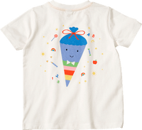 T-Shirt mit Schultüten-Rückenprint, weiß, Gr. 128, 1 St