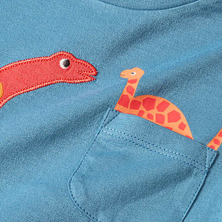T-Shirt mit Tasche & Dino-Motiv, blau, Gr. 104, 1 St ALANA