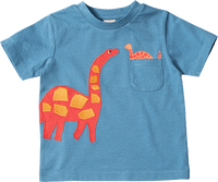 T-Shirt mit Tasche & Dino-Motiv, blau, Gr. 104, 1 St ALANA